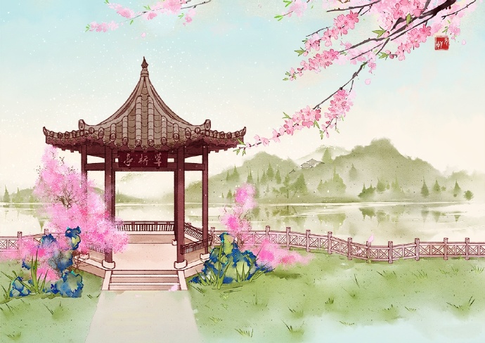 花香滿溢的古風(fēng)圖片，春天意境的唯美古風(fēng)圖片